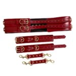 23041-naughty-toys-wine-red-gold-leather-corset-cuffs-restraints-2pcs-set-sexshop-Limassol