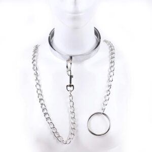 23053-steel-neck-collar-with-chain-leash-medium-size-Nicosia-sex-shop