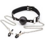 23747-ball-gag-4-cm-with-chained-nipple-clamps-Cyprus-Love-Shop