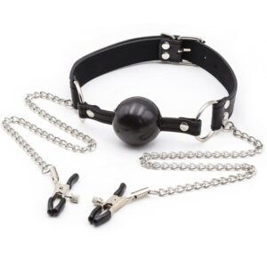 23747-ball-gag-4-cm-with-chained-nipple-clamps-Cyprus-Love-Shop