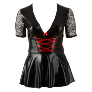 Plus-Size-Wetlook-Dress-with-Lace-Insert-77287