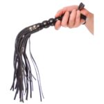 11095-naughty-toys-black-leather-flogger-whips-with-beaded-handle-65-cm-loveshop-cy
