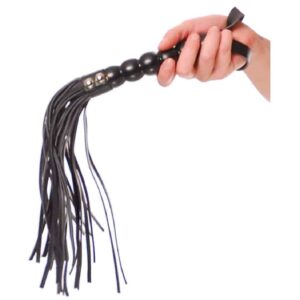 11095-naughty-toys-black-leather-flogger-whips-with-beaded-handle-65-cm-loveshop-cy