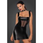 15199-noir-handmade-short-powerwetlook-dress-with-tulle-Limassol-sexshop