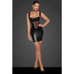 15199-noir-handmade-short-powerwetlook-dress-with-tulle-sexshop-Nicosia