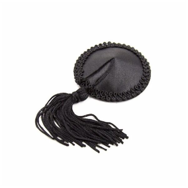 202401006-naughty-toys-black-round-nipple-covers-with-tassel-loveshop-cy 202401006-naughty-toys-black-round-nipple-covers-with-tassel-loveshop-cy