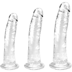 toyboy crystal threesome clear dildo set with suction cup base