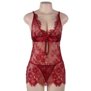 Plus-Size-Please-Me-Red-Babydoll-with-String-loveshopcy