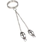 naughty-toys-metal-collar-with-metal-clover-nipple-clamps-limassol-sex-shop-cyprus