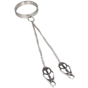 naughty-toys-metal-collar-with-metal-clover-nipple-clamps-limassol-sex-shop-cyprus