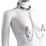 naughty-toys-metal-collar-with-metal-clover-nipple-clamps-sex-shop-larnaca