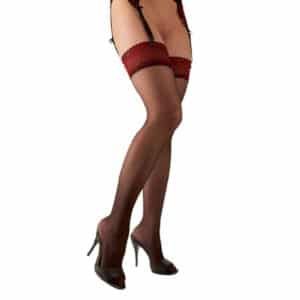 951-Black-Stocking-With-Dark-Red-Lace-Top-sexshop-limassol