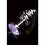 Dolce-Piccante-Small-steel-ribbed-Plug-with-Purple-Jewel-loveshop-cy