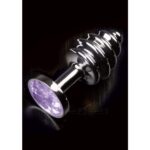 Dolce-Piccante-Small-steel-ribbed-Plug-with-Purple-Jewel-sexshop-limassol