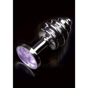 Dolce-Piccante-Small-steel-ribbed-Plug-with-Purple-Jewel-sexshop-limassol