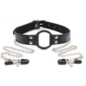 16475-mouth-gag-with-rubber-o-ring-and-chain-nipple-clamps-sexshop-limassol