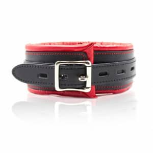 Red-Black-BDSM-Collar-with-metallic-Chain-bondage-play-sextoy-for-couples