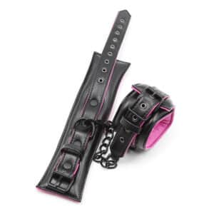 black-pink-leather-padded-ankle-leg-cuffs-loveshop-limassol