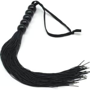 black-silicone-flogger-with-5-beads-handle-36-cm-sexshop-limassol