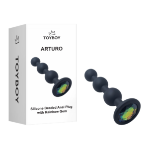 LS013-toyboy-arturo-silicone-beaded-anal-plug-with-rainbow-gem-loveshopcy