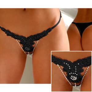 Embroidered-Floral-G-String-Black-88881