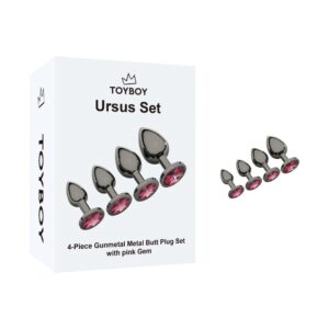 NY-JS-003-toyboy-ursus-gunmetal-butt-plug-set-with-pink-round-gem-cyprus-sex-shop-nicosia