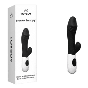 XL006B-toyboy-blacky-snappy-silicone-rabbit-vibrator-with-dual-stimulation