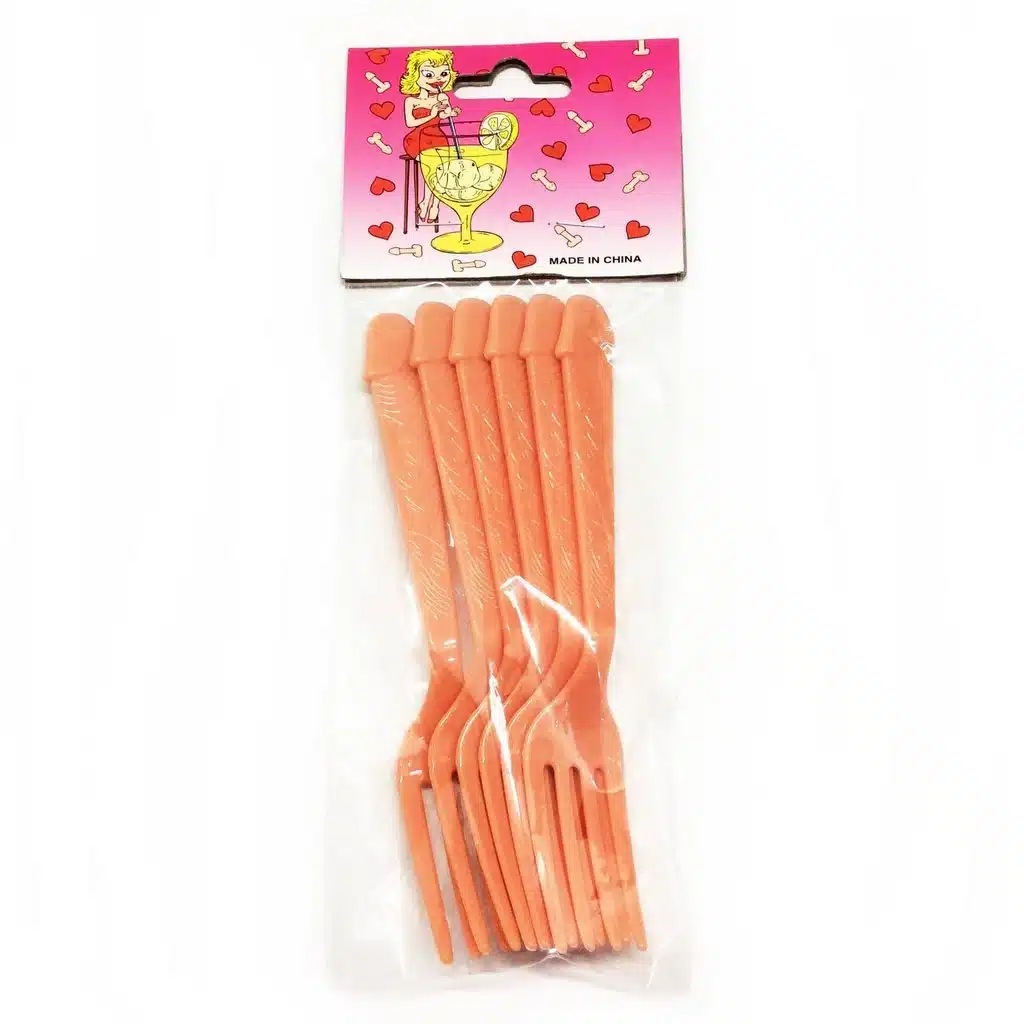 Naughty Hen Pecker Party Forks 6 pcs 8 SJ8077-naughty-hen-party-penis-forks-6pk-funny-bachelorette-cutlery-for-laughs