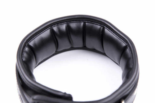 Heavy-duty-Black-leather-Collar-with-metallic-Leash-88769